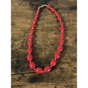 Monet Vintage Beaded 16" Necklace Deep Red and Gold Tone Strand